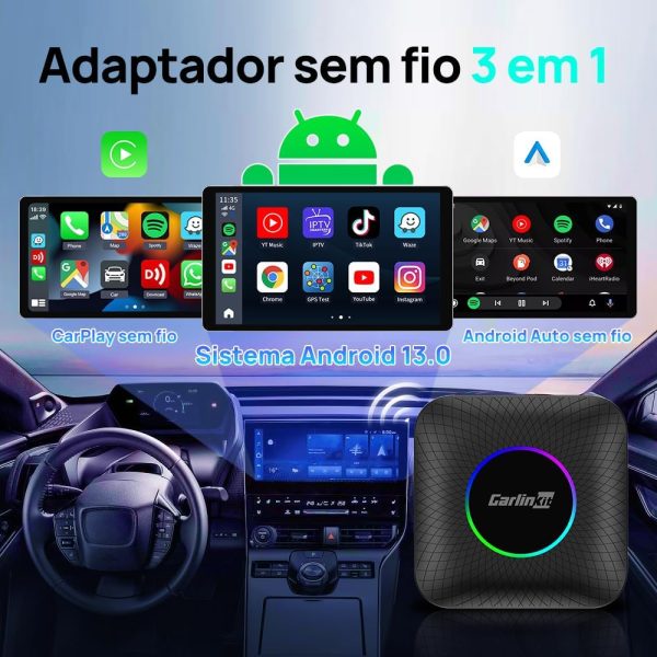 CarlinKit CarPlay Ai TV Box LED USB Plus Android13 Qualcomm 660 8